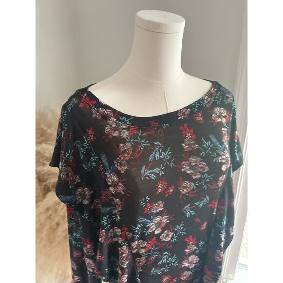 Free People Dock Street Black Floral Ruffle Blouse Womens Small - Picture 3 of 8